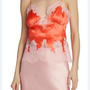 Alice + Olivia Coral and Pink Lace Chemise